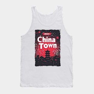 ChinaTown Ignites: Synthwave Red & Black Shiluette Tee Tank Top